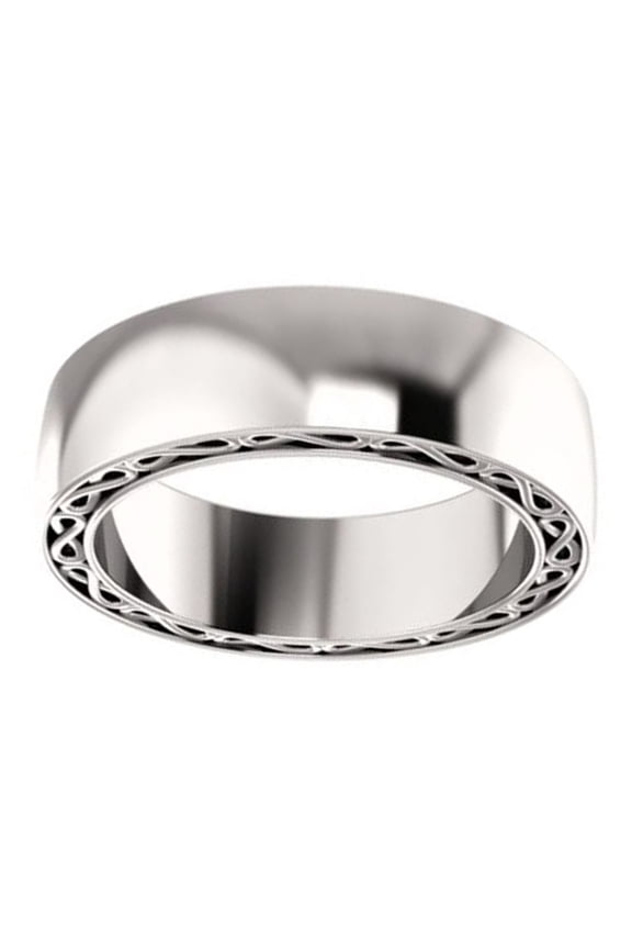 Infinity Side Style Comfort Fit Men's Band Ring In 14K Solid White Gold , Size-5