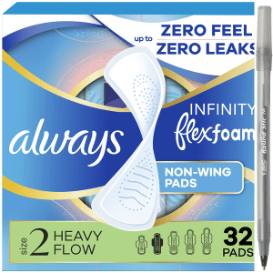 Infinity Size 2 FlexFoam Heavy Flow Unscented Pads with pen