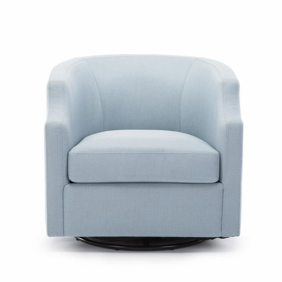 Infinity Sky Blue Polyester Fabric Swivel and Rocker Barrel Accent Chair