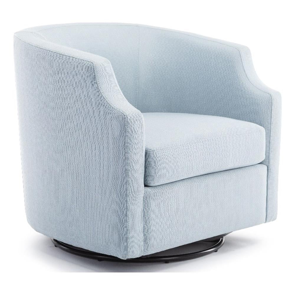 Sky Blue Transitional Swivel Barrel Accent Chair in Polyester