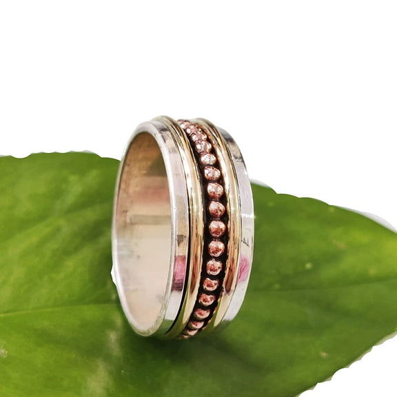 Infinity Spinner Band, Meditation Ring, 925 Sterling Silver Ring, Spinning Thumb Ring, ThreeTone Ring, Fidget Ring, Handmade Jewelry, Christmas Oxidized, Womans Band Ring, Anxiety Ring, Mans Band Gift