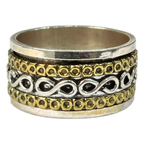 Infinity Spinner Band, Meditation Ring, 925 Sterling Silver Ring, Spinning Thumb Ring, Two Tone Ring, Fidget Ring, Handmade Jewelry, Christmas Oxidized, Womans Band Ring, Anxiety Ring, Mans Band Gifts