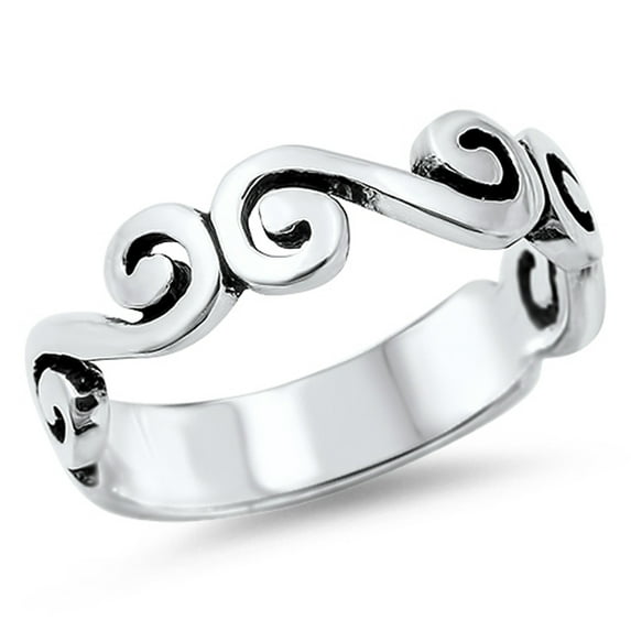 Infinity Spiral Oxidized Stackable Ring .925 Sterling Silver Band Jewelry Female Male Unisex Size 5