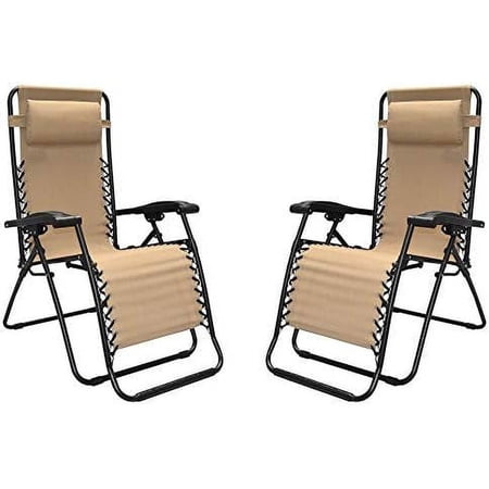 Infinity Steel Frame Patio Deck Chair, Beige (Pair)