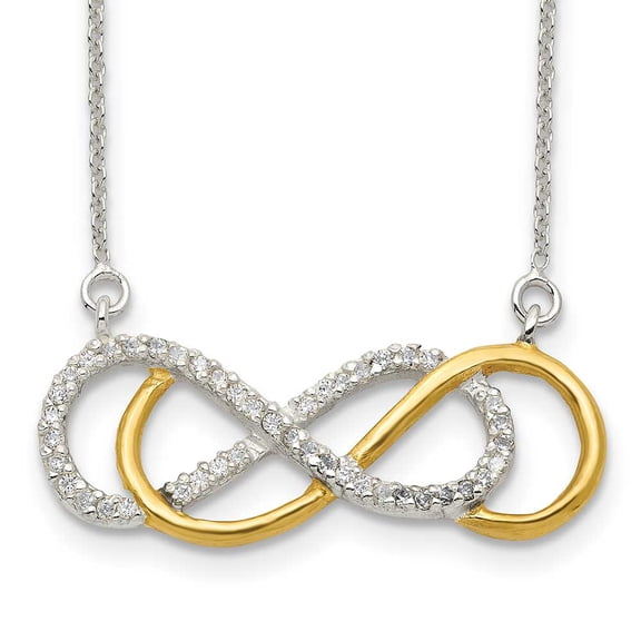 Infinity Sterling Silver Flash Gold-plated CZ  Necklace