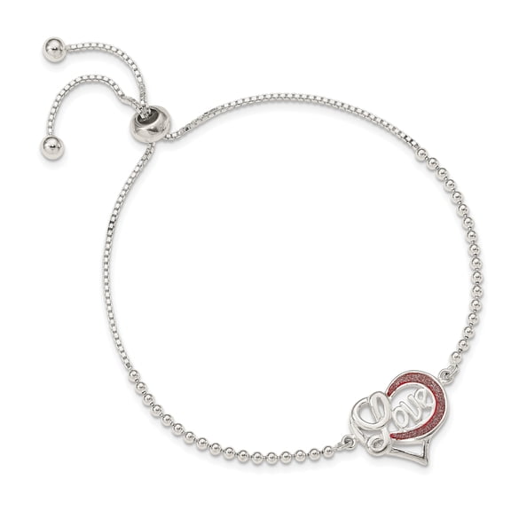 Sterling Silver Glitter Infused Infinity LOVE Adjustable Bracelet