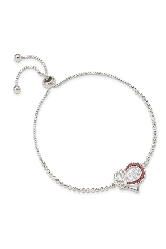 Sterling Silver Glitter Infused Infinity LOVE Adjustable Bracelet