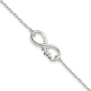 Infinity Sterling Silver Polished  Sign w/HOPE 7.5 inch Bracelet