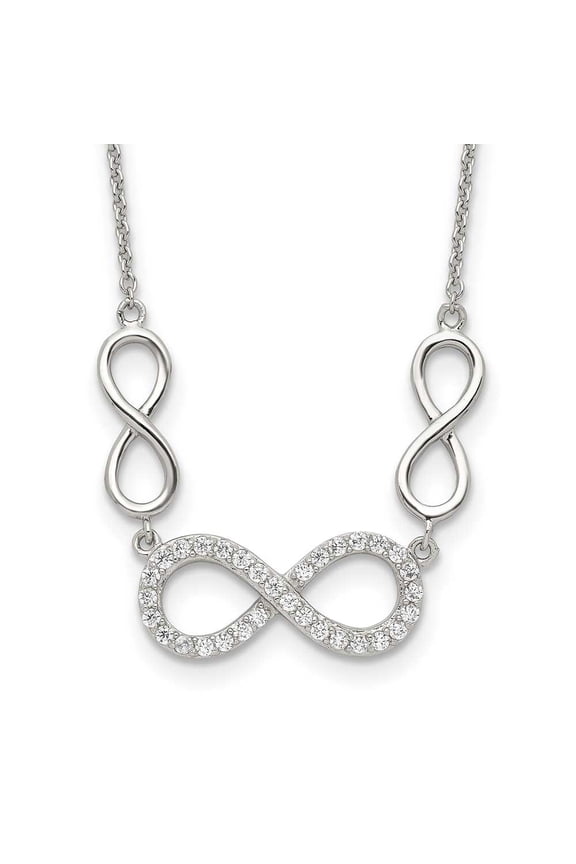 Infinity Sterling Silver RH-plated Polished CZ Symbol Necklace