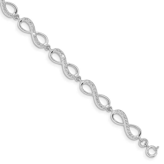 Infinity Sterling Silver Rhodium Plated CZ  Bracelet