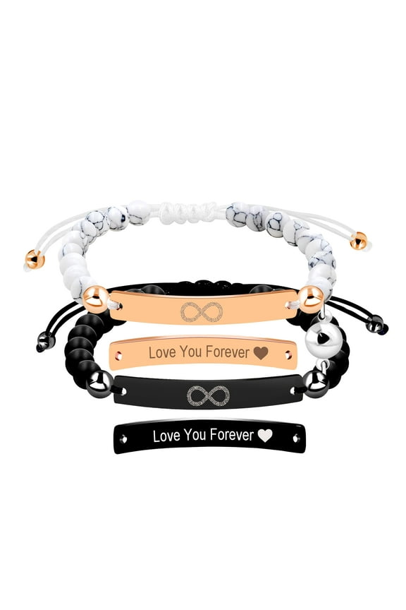 Infinity Symbol Bracelets Set, Love You Forever Magnetic Attraction Bracelets Set Graduation Gifts for Sister Boyfriend and Girlfriend