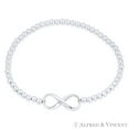 thumbnail image 1 of Infinity Symbol / Figure 8 Charm & 3mm Ball Bead Stretch Bracelet in .925 Sterling Silver, 1 of 1