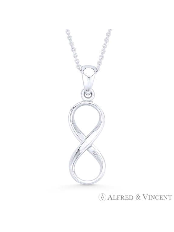 Infinity Symbol / Figure 8 Charm Pendant & Cable Chain Necklace in .925 Sterling Silver