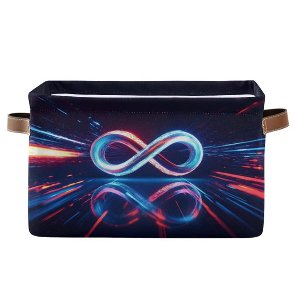 The Infinity Symbol Foldable Storage Basket,Canvas Fabric Foldable Storage Bins with Handles Open Home Storage Bins Boxes for Toy Book Shelf Closet Baskets