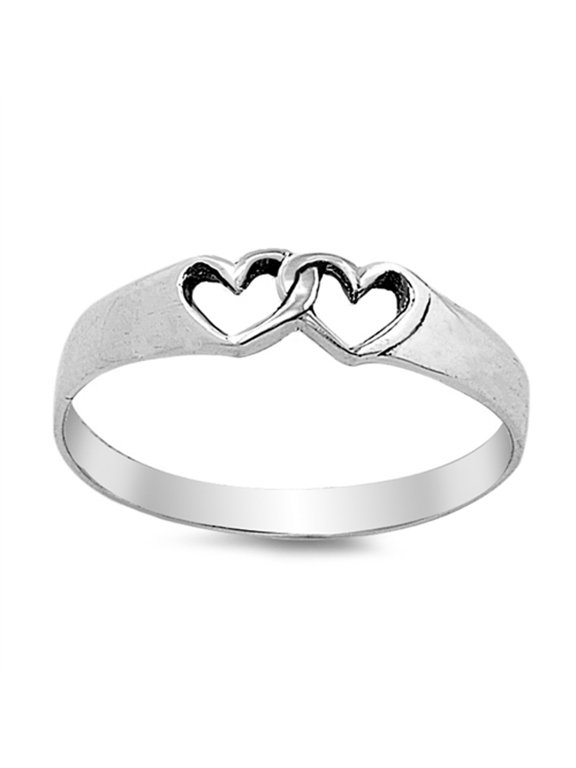 Infinity Symbol Interlocking Love Heart Ring 925 Sterling Silver Band Jewelry Female Male Size 5