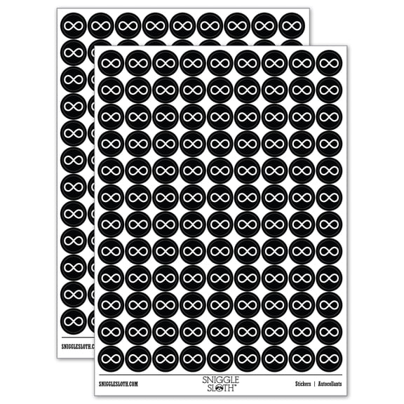 Infinity Symbol Solid 200+ Round Stickers - Black - Gloss Finish - 0.50" Size