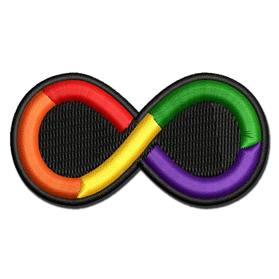 Infinity Symbol Solid Applique Multi-Color Embroidered Iron-On Patch - 2.5 Inch Small