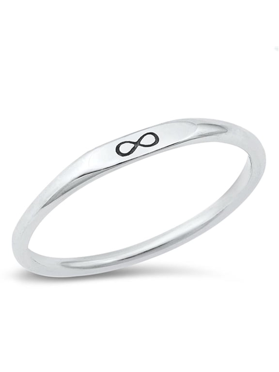 Infinity Symbol Thin Stacking Ring .925 Sterling Silver Band Jewelry Female Male Unisex Size 9