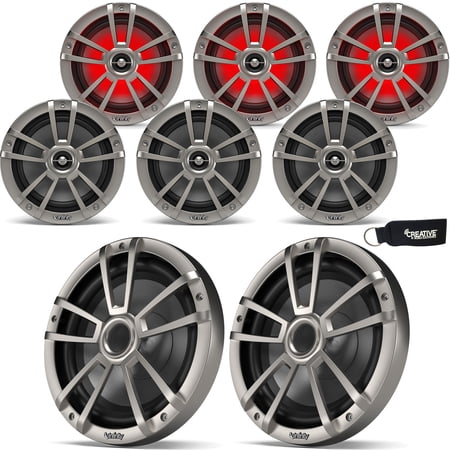 Infinity - Three Pairs Of 622MLT Marine 6.5 Inch LED Coaxial Speakers & Two 1022MLT 10" Marine LED Subwoofers - Titanium