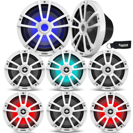 Infinity - Three Pairs Of 822MLW Marine 8 Inch LED Speakers & Two 1022MLW 10" Marine LED Subwoofers - White
