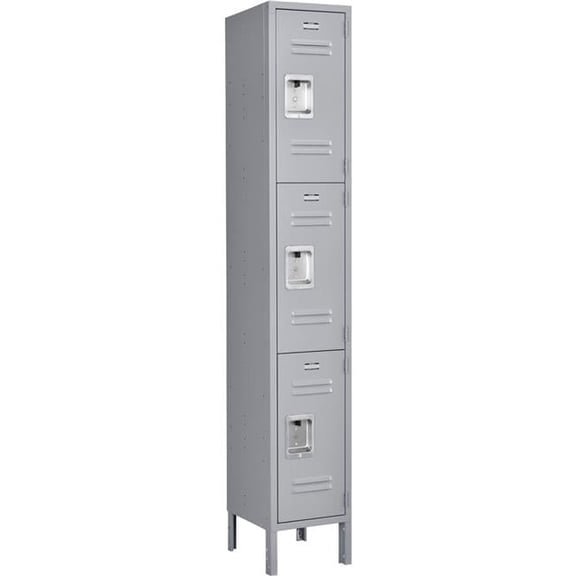 Infinity Triple Tier 3 Door Assembled Locker, Gray - 12 x 15 x 24 in.
