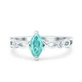 thumbnail image 1 of Infinity Twisted Marquise Ring Paraiba Tourmaline CZ 925 Sterling Silver Size 7, 1 of 6