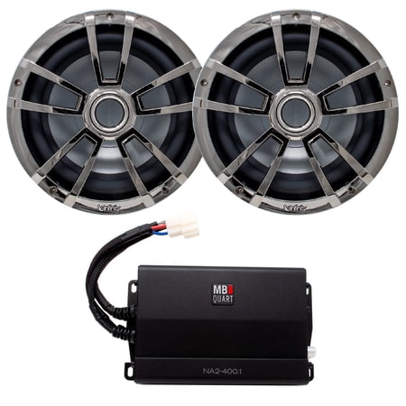 Infinity - Two 10MBLCR 10" OEM Replacement 250W Marine LED Subwoofer - Chrome, with MB Quart NA2-400.1 400W Amplifier