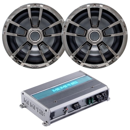 Infinity - Two 10MBLCR 10" OEM Replacement 250W Marine LED Subwoofer - Chrome, with Memphis MXA600.1M 600W Amplifier
