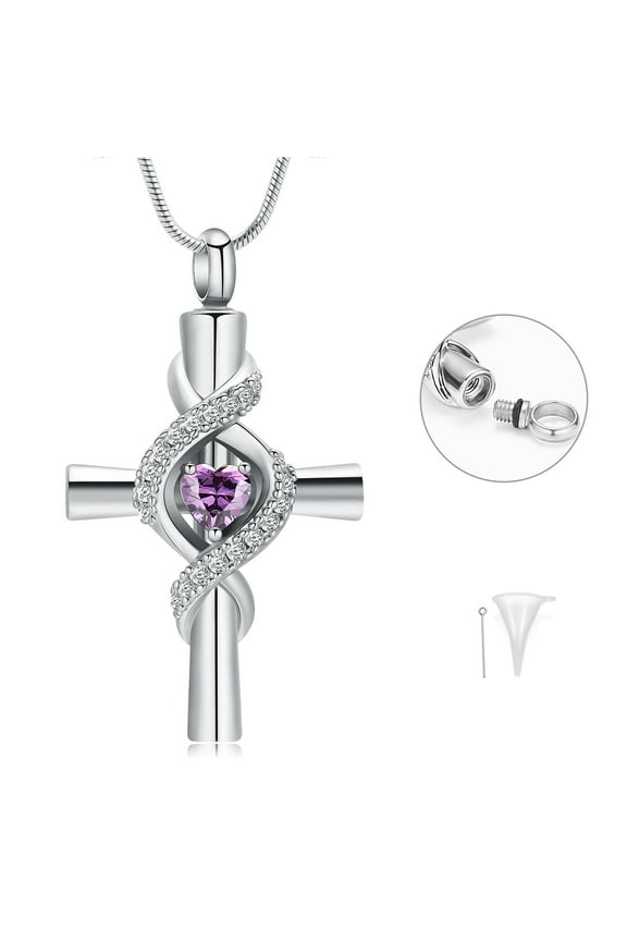 Infinity Urn Necklace for Ashes Cremation Necklace Ash Cremation Jewelry Cross Urn Necklaces CZ Keepsake Pendant
