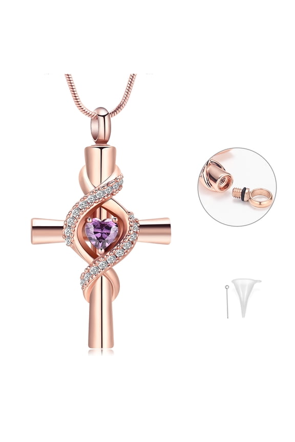 Infinity Urn Necklace for Ashes Cremation Necklace Ash Cremation Jewelry Cross Urn Necklaces CZ Keepsake Pendant