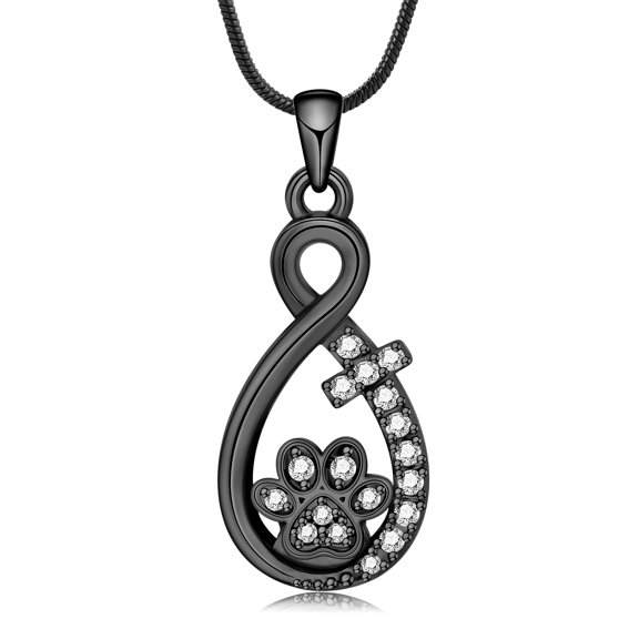 Infinity Urn Necklace for Human / Pet Ashes Cremation Urn Necklace with Paw Print Pet  Memorial Ash Jewelry for Dog / Cat