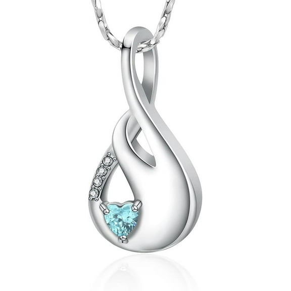 Infinity Urn Necklaces for Ashes Teardrop Cremation Urn Jewelry Birthstone Urn Necklace for Human Pet Memorial Ashes Pendant