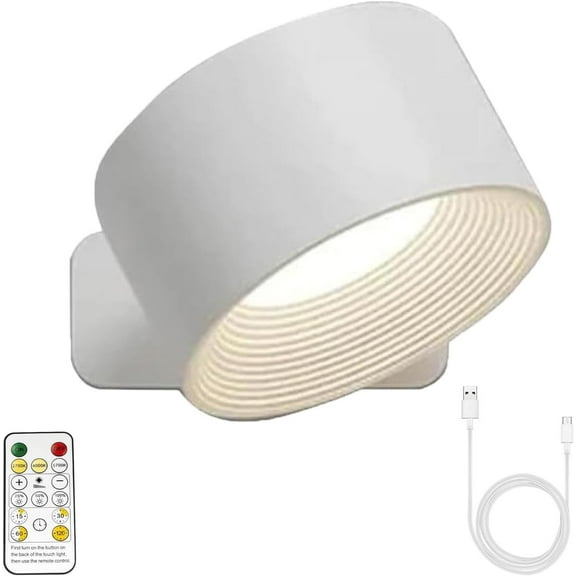 Infinity Wall Lamp Lights of Sweden - Cordless Rechargeable Wall Lamps with Remote Control, 3 Color Temperatures & Dimmable, 360° Rotatable Magnetic Sconces for Bedroom, Hallway