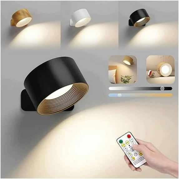 Infinity Wall Lamp Lights of Sweden – Rechargeable Wall Lamps with Remote, Peel and Stick LED Sconces, 360° Rotatable Magnetic Wall Light for Bedroom, Hallway, Nordic Lighting (White*1)