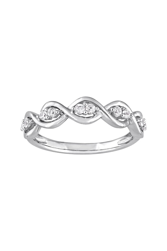 Infinity Wave Women's Wedding Band, 1.9 Ct Simulated Round Brilliant Cut Diamond, 14K White Gold Plated, Half Eternity Engagement Ring, Promise Proposal Anniversary Ring For Special Occasion