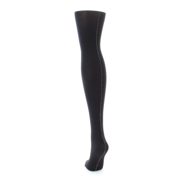 MeMoi Women's Shimmer Lurex Backseam Opaque Nylon Tights - Womens - Female (Small/Medium, Black/Gold)