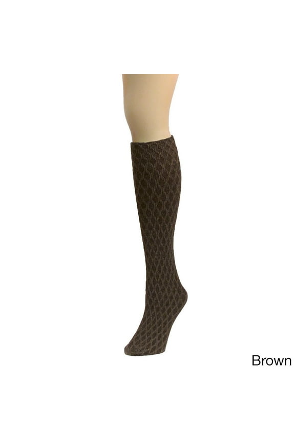 MeMoi Exotic Diamond Opaque Knee High Socks - Womens - Female, One Size, Brown