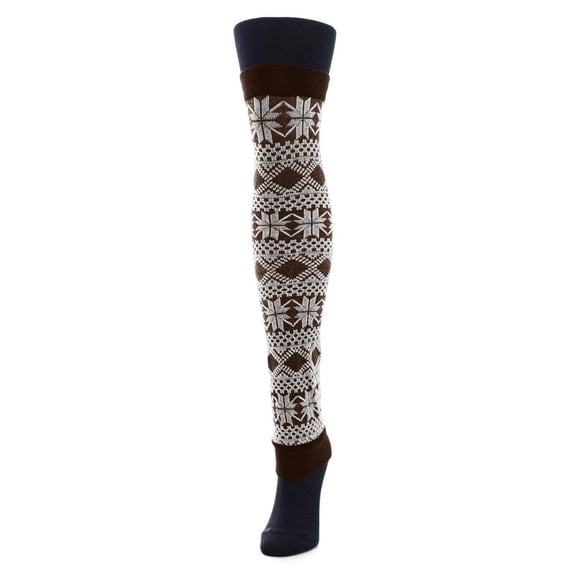 MeMoi Flake Zone Cotton Blend Sweater Tights/Legwarmer - Womens - Female (Medium/Large, Sudan Brown/Brown Heather)