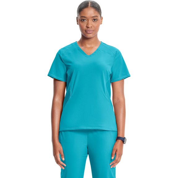 Infinity Women's V-Neck Scrub Top with Roomy Kangaroo Pocket High-Low Hemline and Center Back Length: 25 ½" Plus Size - IN620