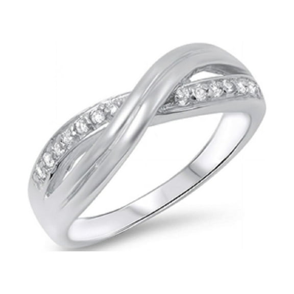 Infinity X Knot Cubic Zirconia Ring Sterling Silver 925
