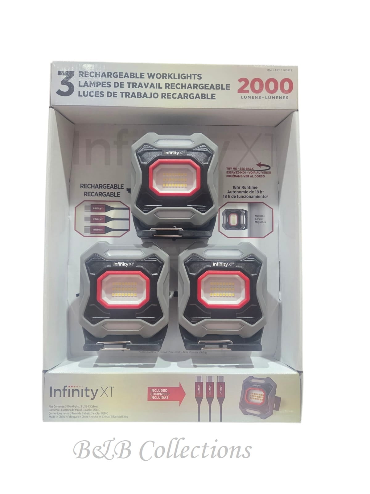 Infinity X1 Rechargeable LED Work Lights – 2000 Lumens, 3-Pack