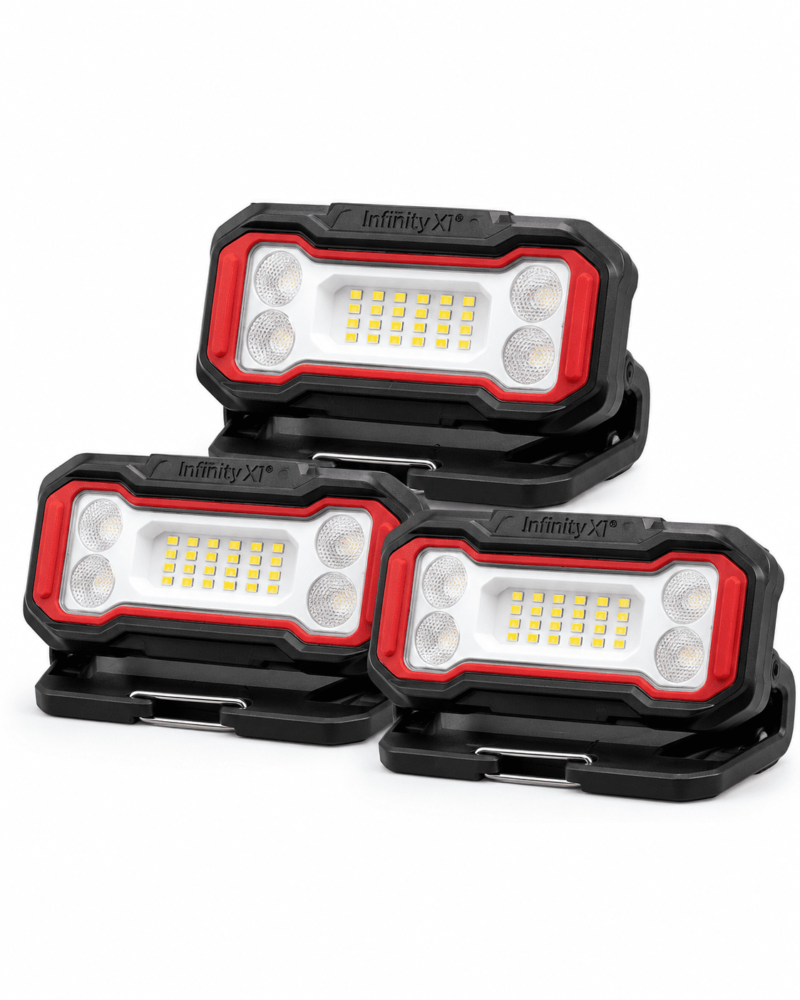 Infinity X1 Rechargeable LED Work Lights, 2500 Lumens, USB-C Rechargeable, Magnetic Base, Adjustable Stand, 3-Pack