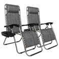 thumbnail image 1 of Infinity Zero Gravity Chair Pack 2, Outdoor Lounge Patio Chairs with Pillow and Utility Tray Adjustable Folding Recliner for Deck,Patio,Beach,Yard, Gray, 1 of 8