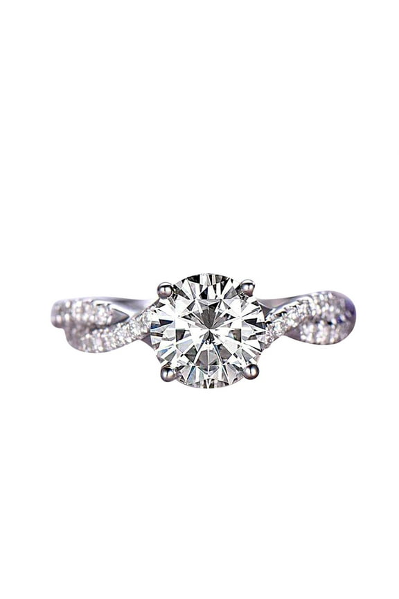 Infinity style 1.25 Carat Round cut Moissanite and Moissanite Ring with 18k Gold Plating