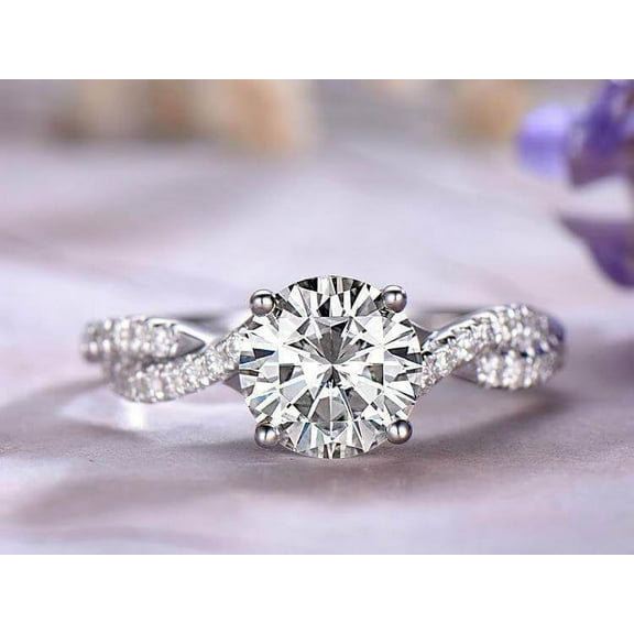 Infinity style 1.75 Carat Round cut Moissanite Diamond Ring with 18k Gold Plating