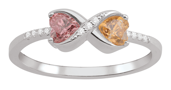 Infinity Style Double Heart Ring with Diamond Accents by Jewlster
