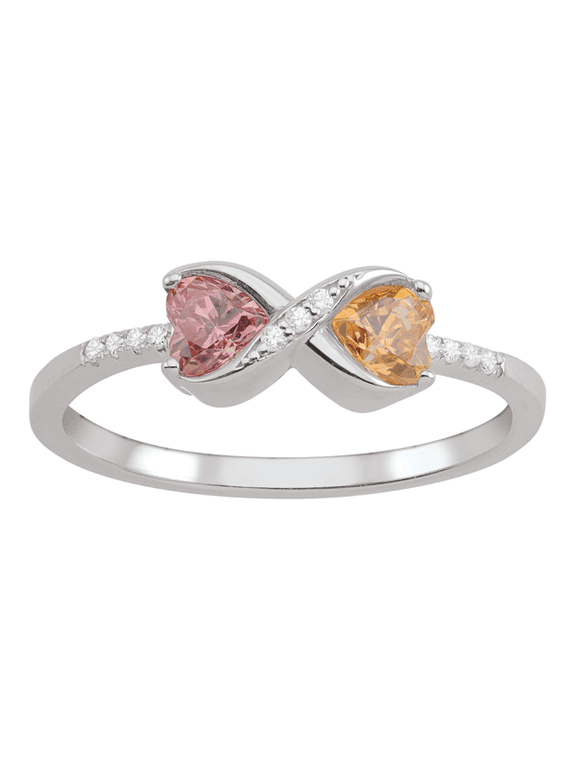 Infinity Style Double Heart Ring with Diamond Accents by Jewlster