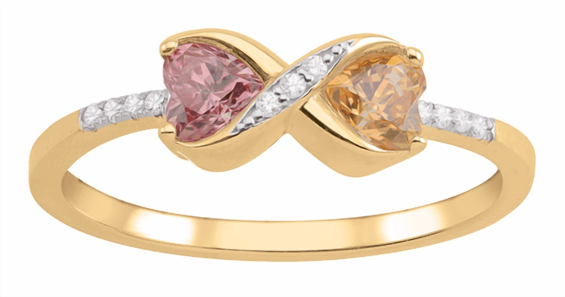 Infinity style double heart ring with diamond accents by Jewelster