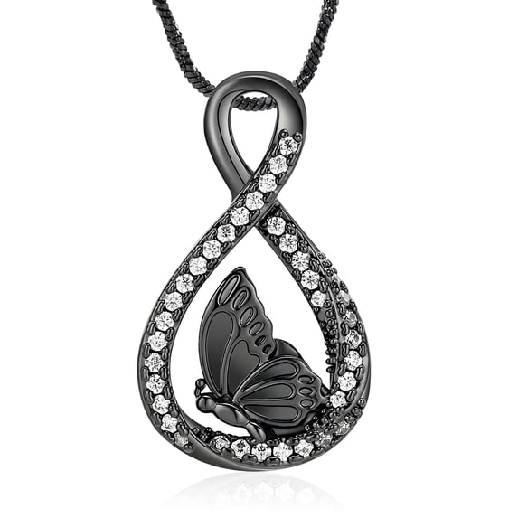 Infinity with Butterfly Cremation Jewelry for Ashes Holder Urn Necklace Lockets for Human Ashes Pendent for Ashes and Chain