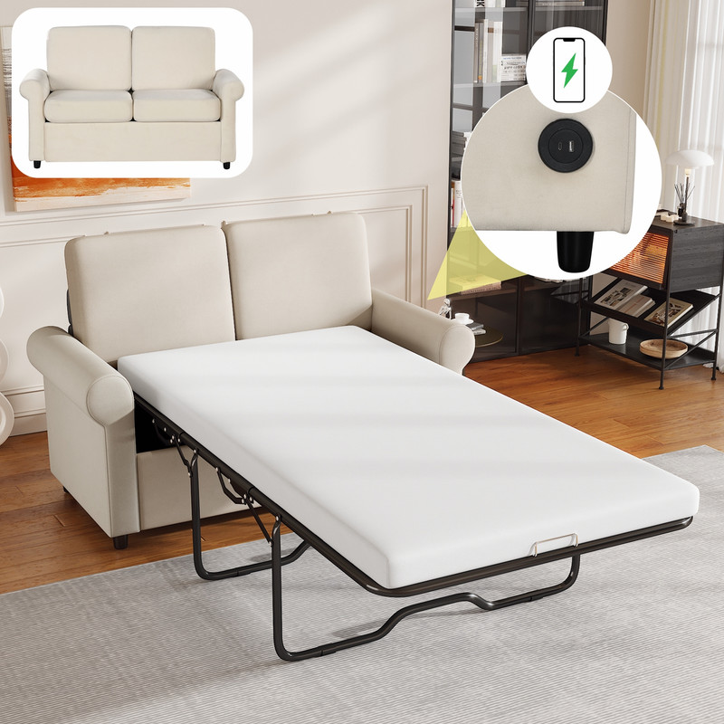 Infirleo Pull Out Sofa Bed, 2In1 Convertible Sleeper Sofa Bed with